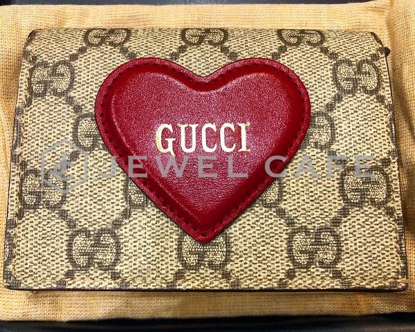 GUCCI グッチ GGスプリーム ハートモチーフ付二つ折り財布